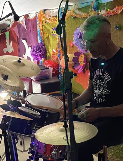 Simon Drumming at a festival